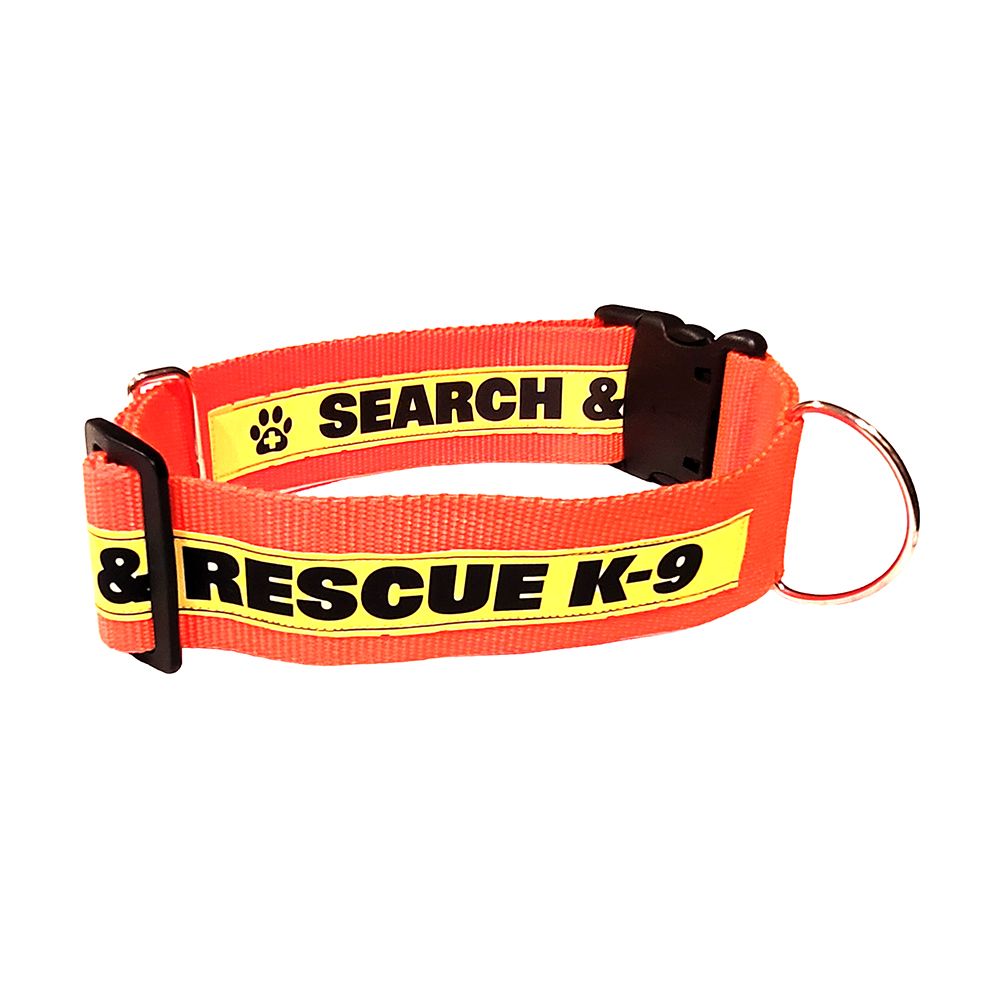Reflective Dog Collar (Plastic Buckle): SEARCH &amp; RESCUE K-9 - 2" Width