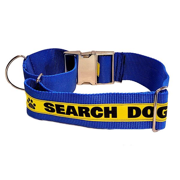 Reflective Martingale Dog Collar (Metal Buckle): SEARCH DOG - 2" Width