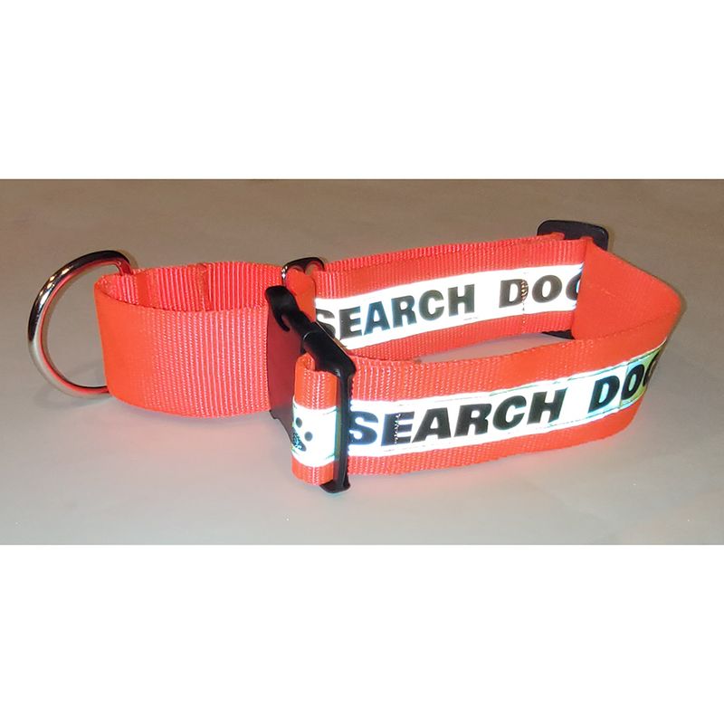Reflective Martingale Dog Collar (Plastic Buckle): SEARCH DOG - 2" Width