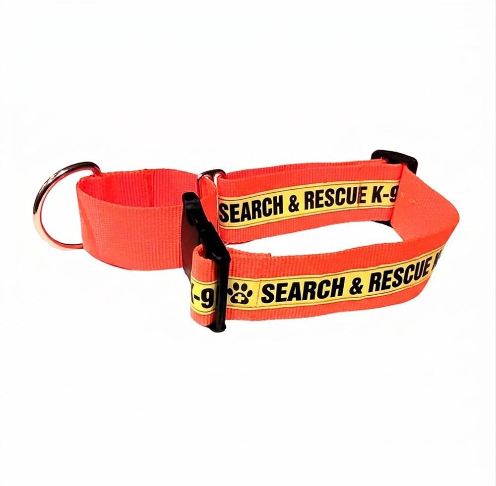 Reflective Martingale Dog Collar (Plastic Buckle): SEARCH &amp; RESCUE K-9 - 2" Width