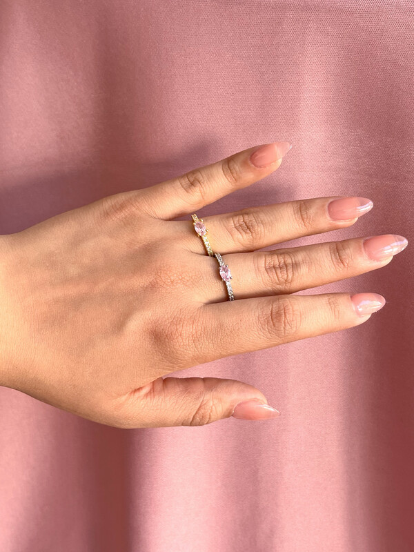Anillo Circonia Rosada