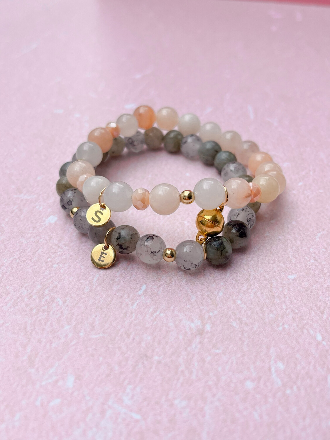 Pulseras Magnéticas de Piedra con Inicial