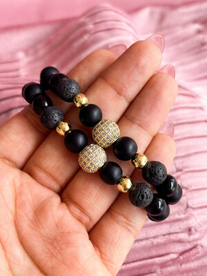 Pulseras con Bolita de Acero Inoxidable y Circonias