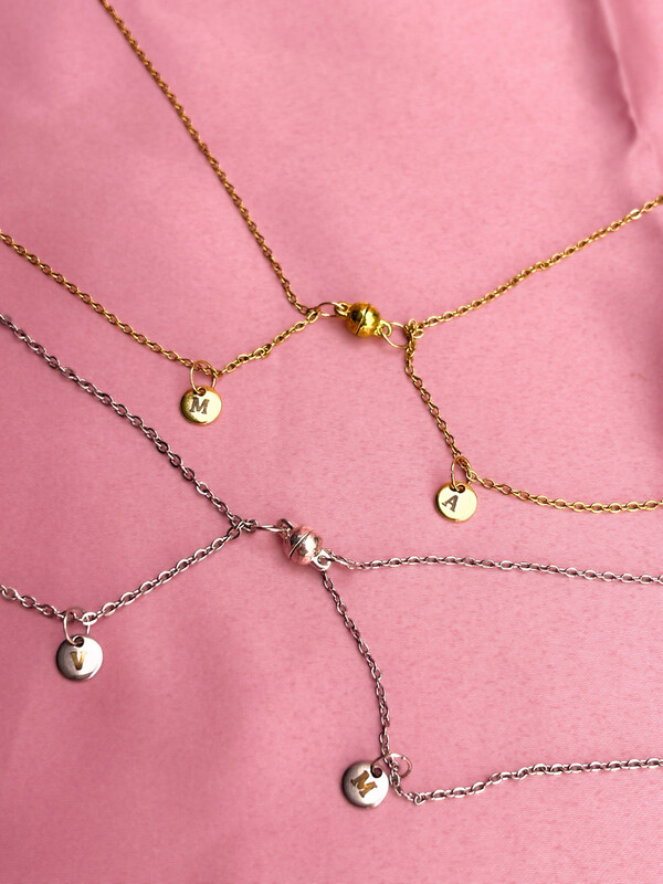 Pulseras Y Collares de Acero Inoxidable con Inicial
