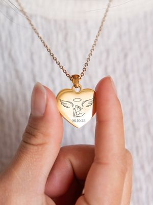 Collar con Medalla Personalizada En Forma De Corazón