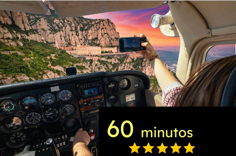 60  Minutos de vuelo turístico por Montserrat para 3 personas