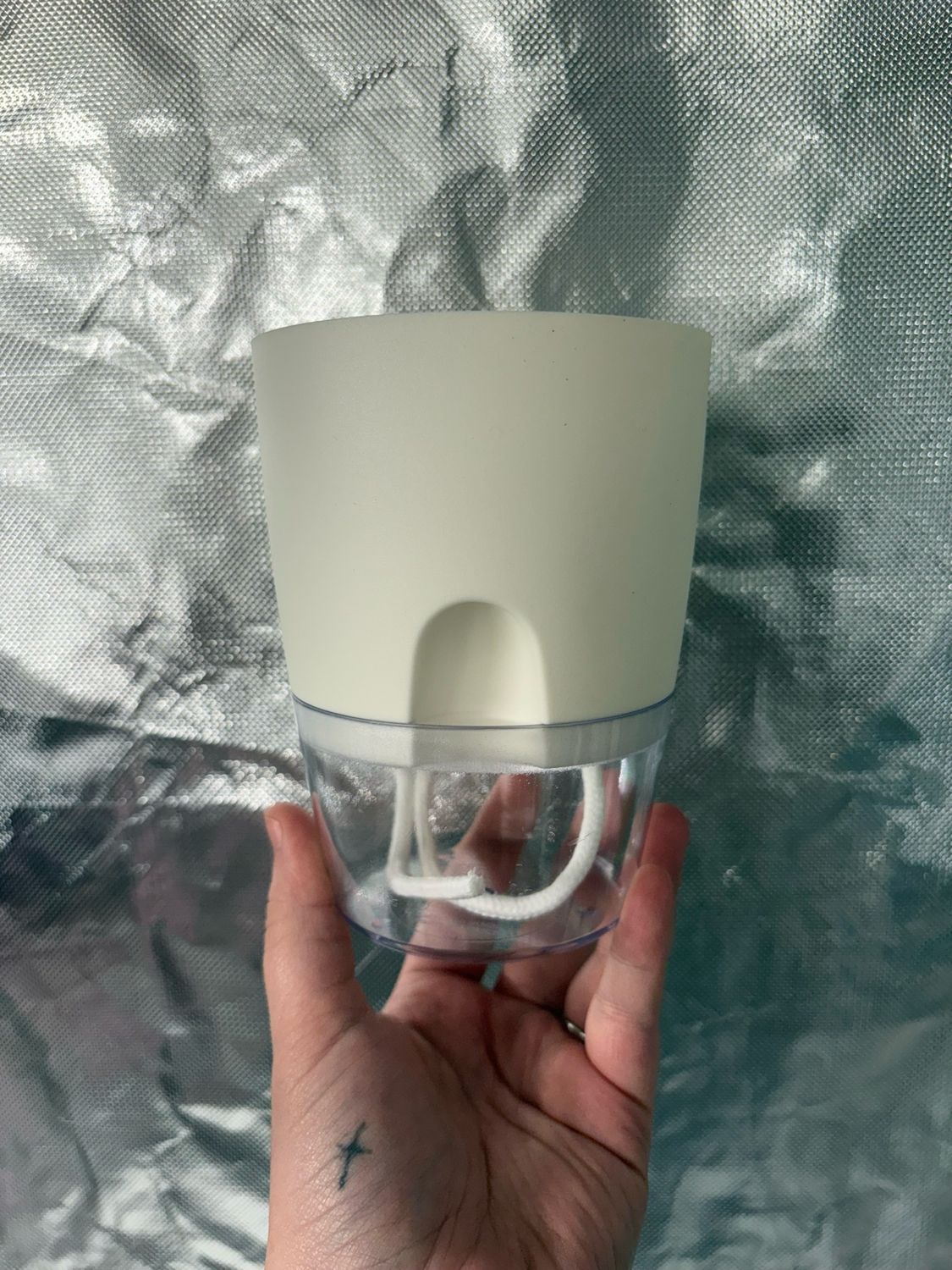 4” White Self Watering Pot