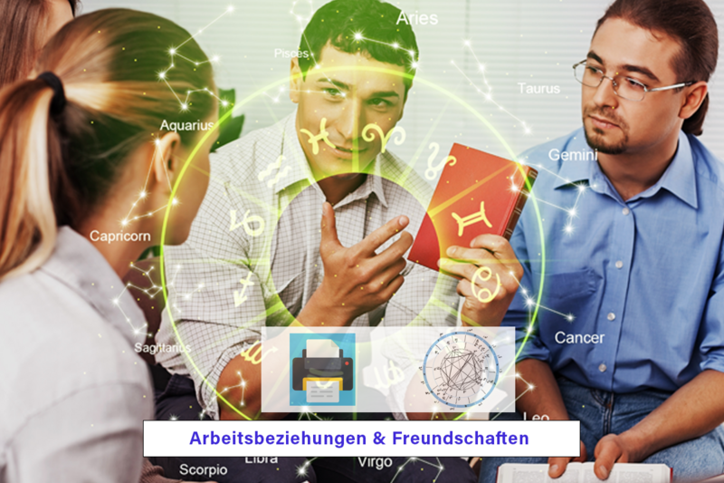 Arbeitsbeziehungen / Freundschaften mit Horoskop Zeichnung als Druckversion