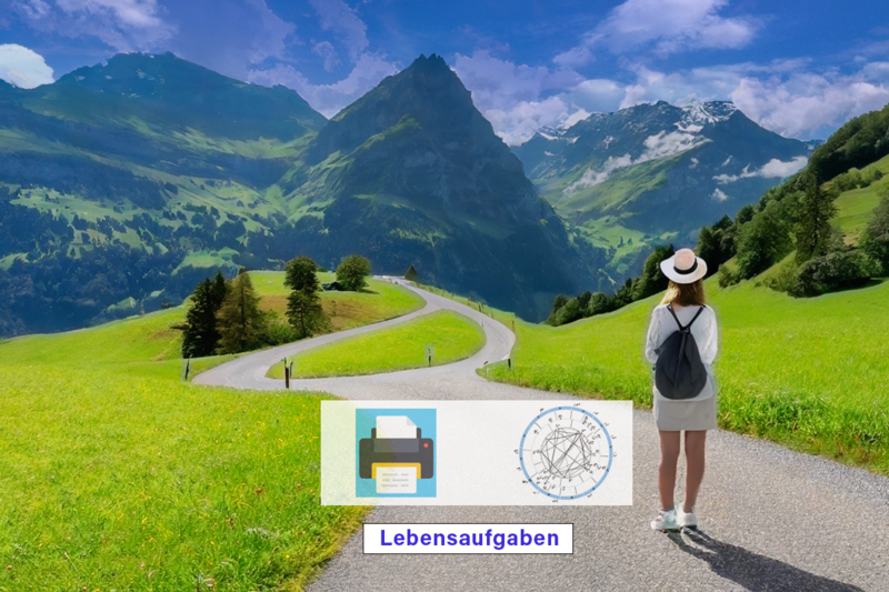 Lebensaufgaben mit Horoskop-Zeichnung als Druckversion