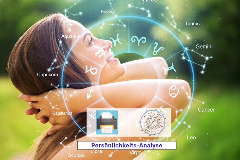 Persönlichkeitsanalyse mit Horoskop Zeichnung als Druckversion