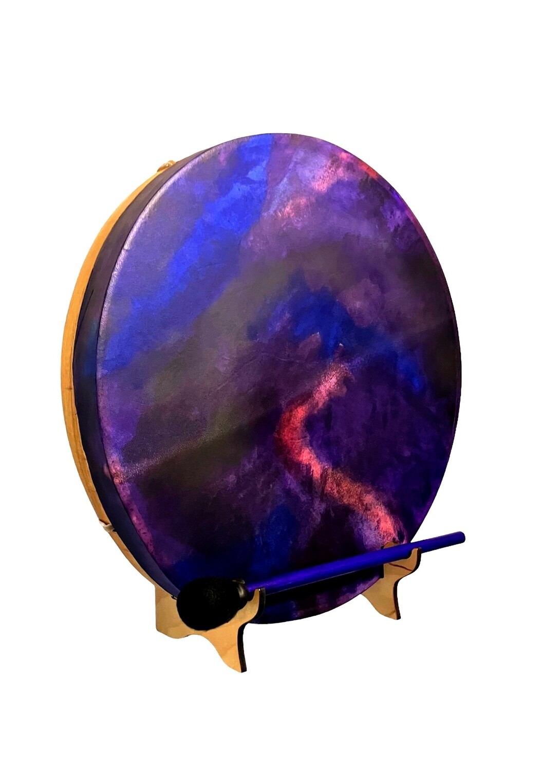 Purple Shamanic Frame Drum with optional illuminated Display Stand and Carry Bag