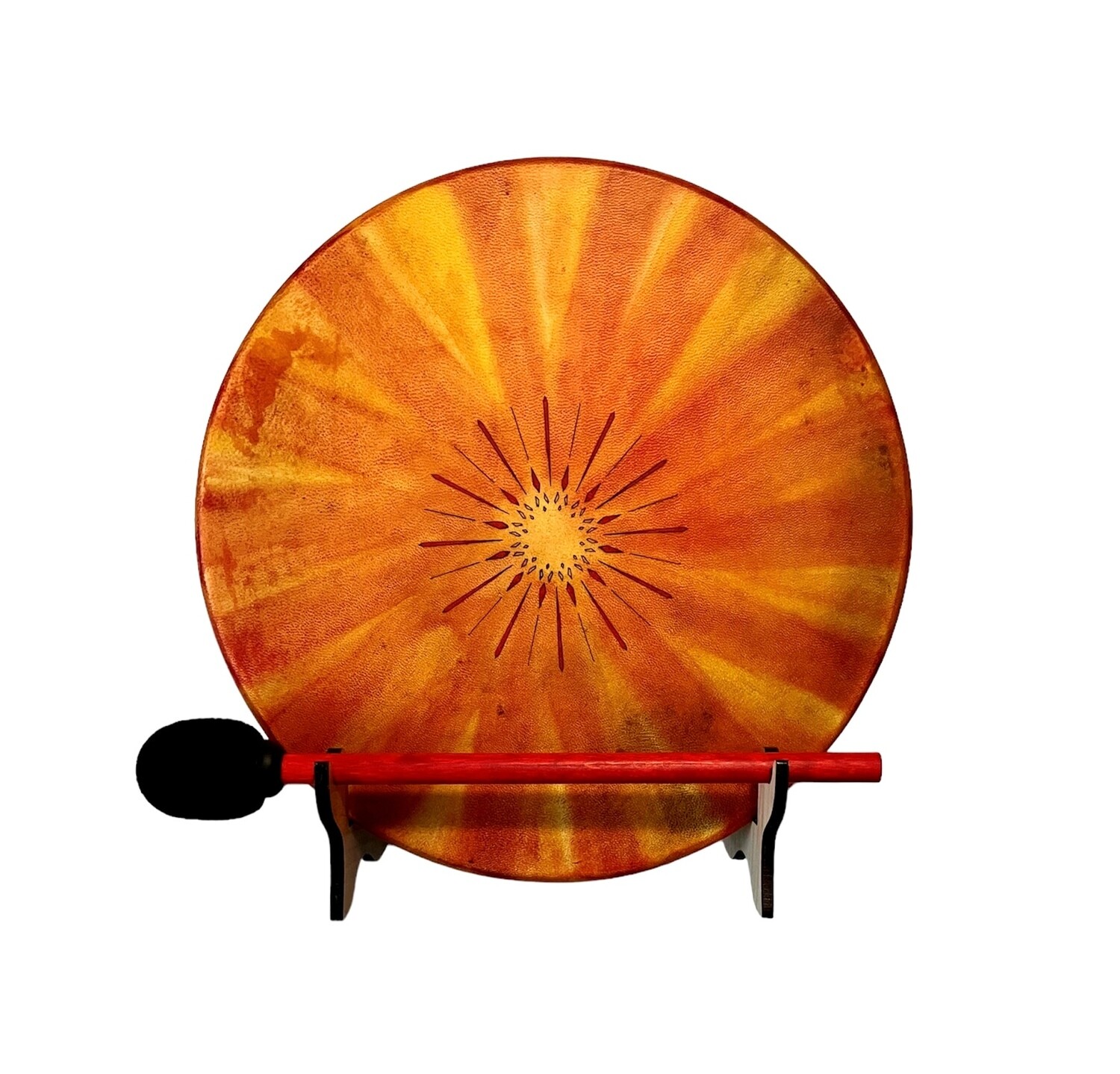Sunburst Shamanic Frame Drum with optional illuminated Display Stand and Carry Bag