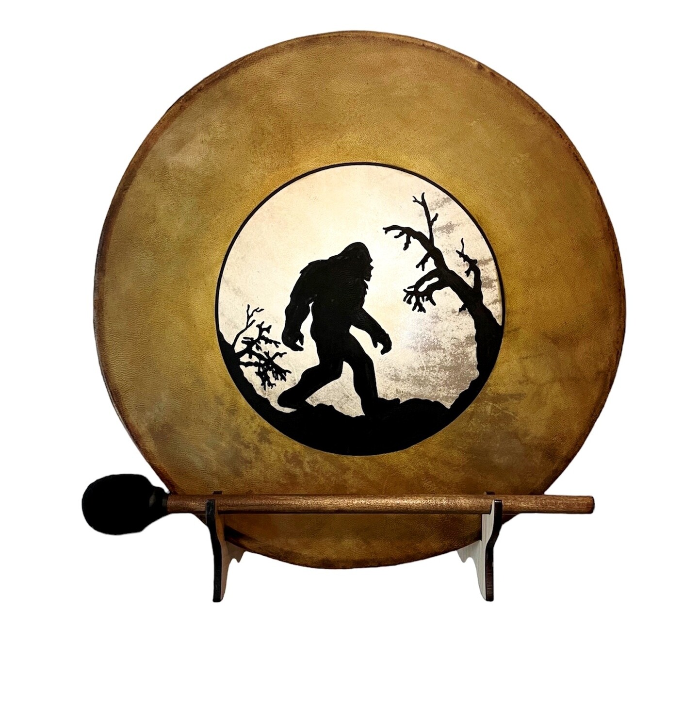 Bigfoot Shamanic Frame Drum with optional illuminated Display Stand and Carry Bag