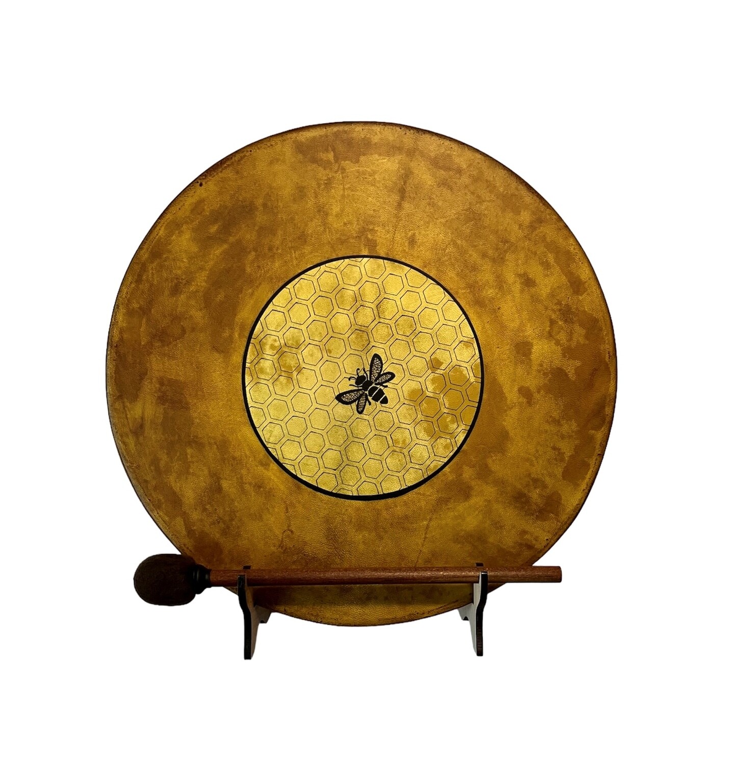 Honey Bee Shamanic Frame Drum with optional illuminated Display Stand and Carry Bag