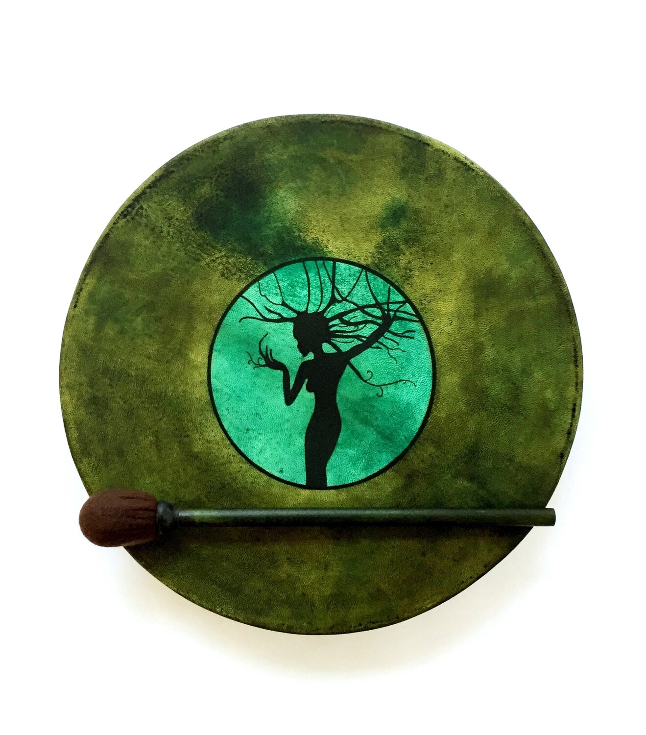 Wood Nymph Shamanic Frame Drum with optional illuminated Display Stand and Carry Bag
