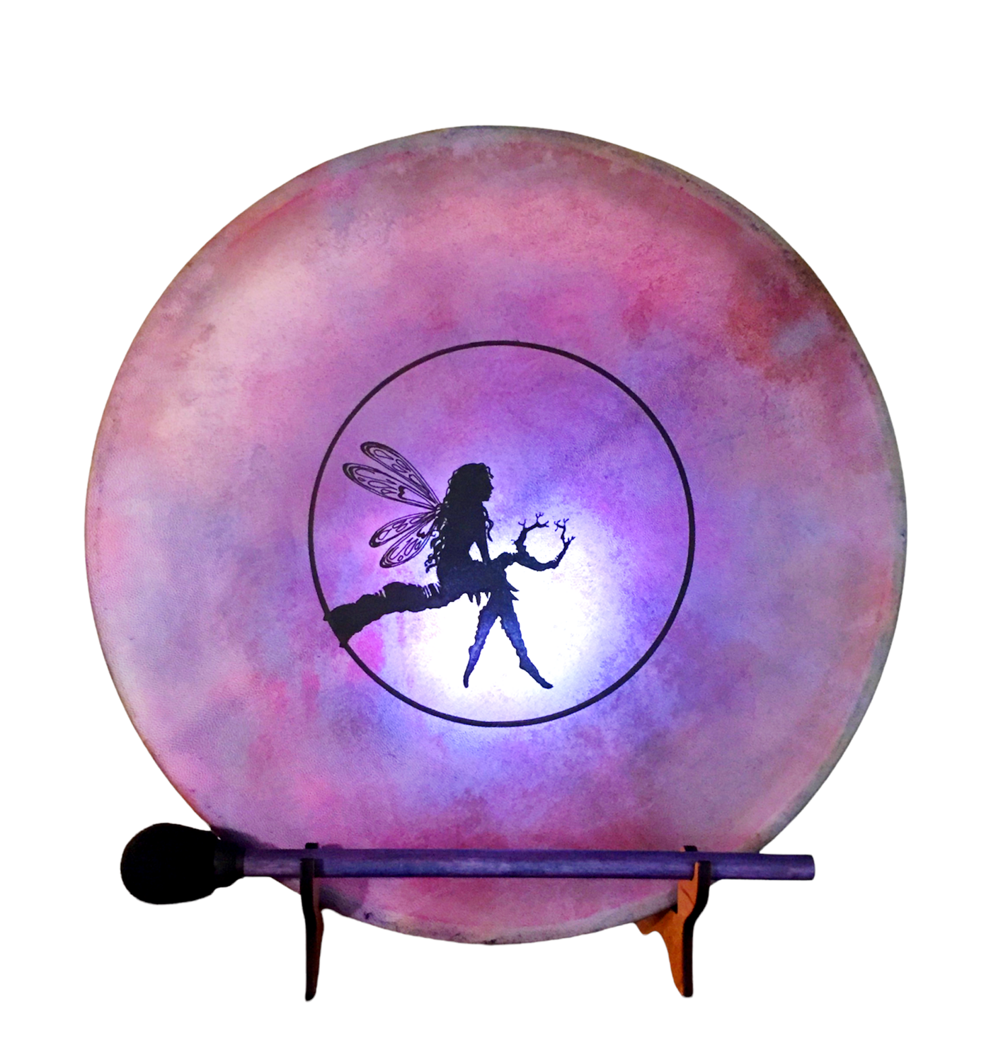 Fairy Shamanic Frame Drum with optional illuminated Display Stand and Carry Bag