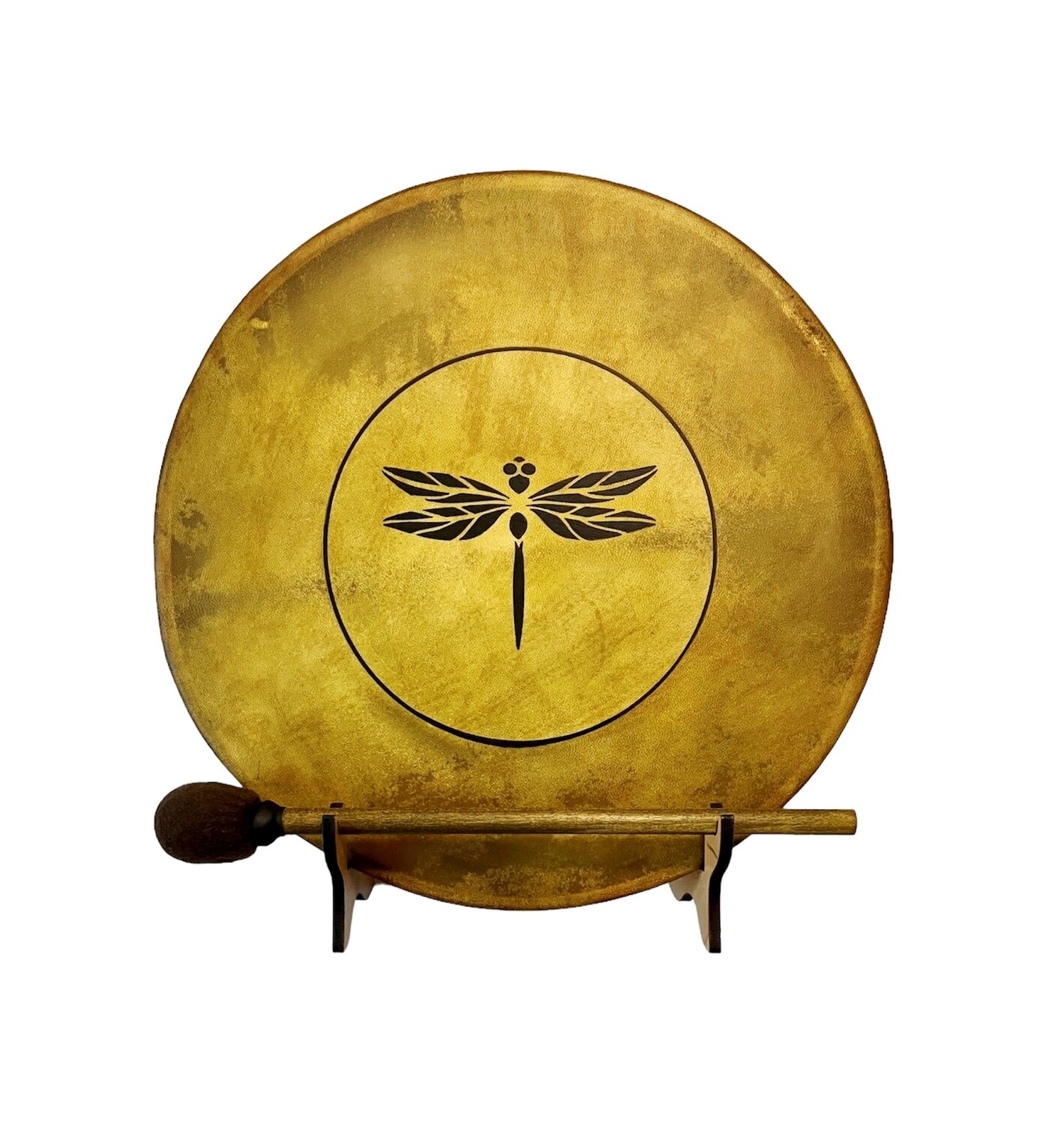 Dragonfly Shamanic Frame Drum with optional illuminated Display Stand and Carry Bag