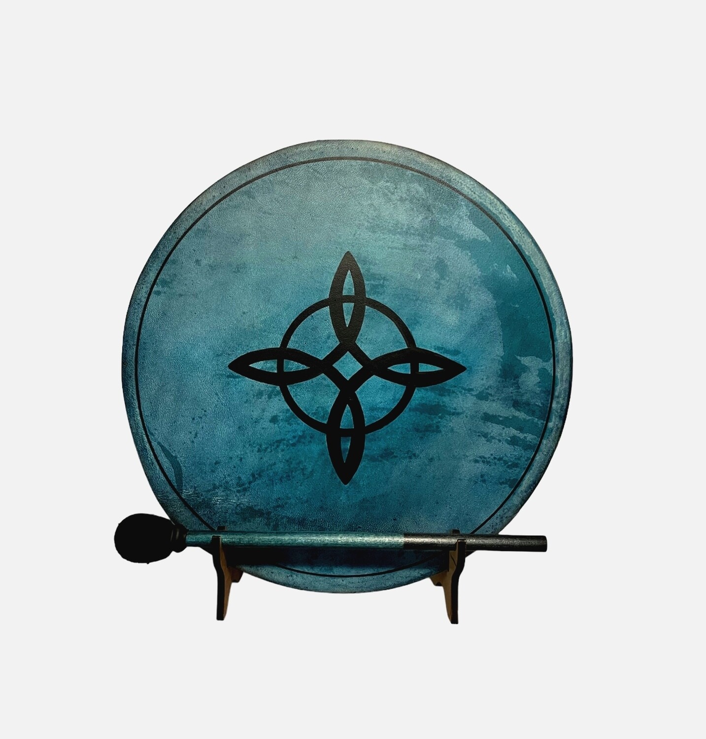 Witches Knot Shamanic Frame Drum with optional illuminated Display Stand and Carry Bag