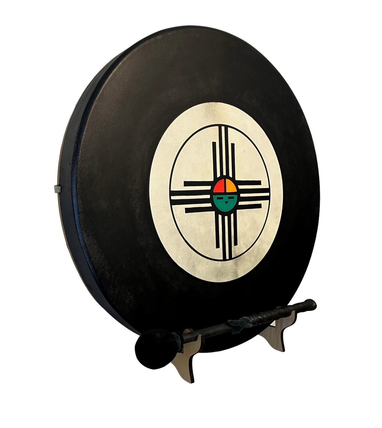 Native American Sun Shamanic Frame Drum with optional illuminated Display Stand and Carry Bag