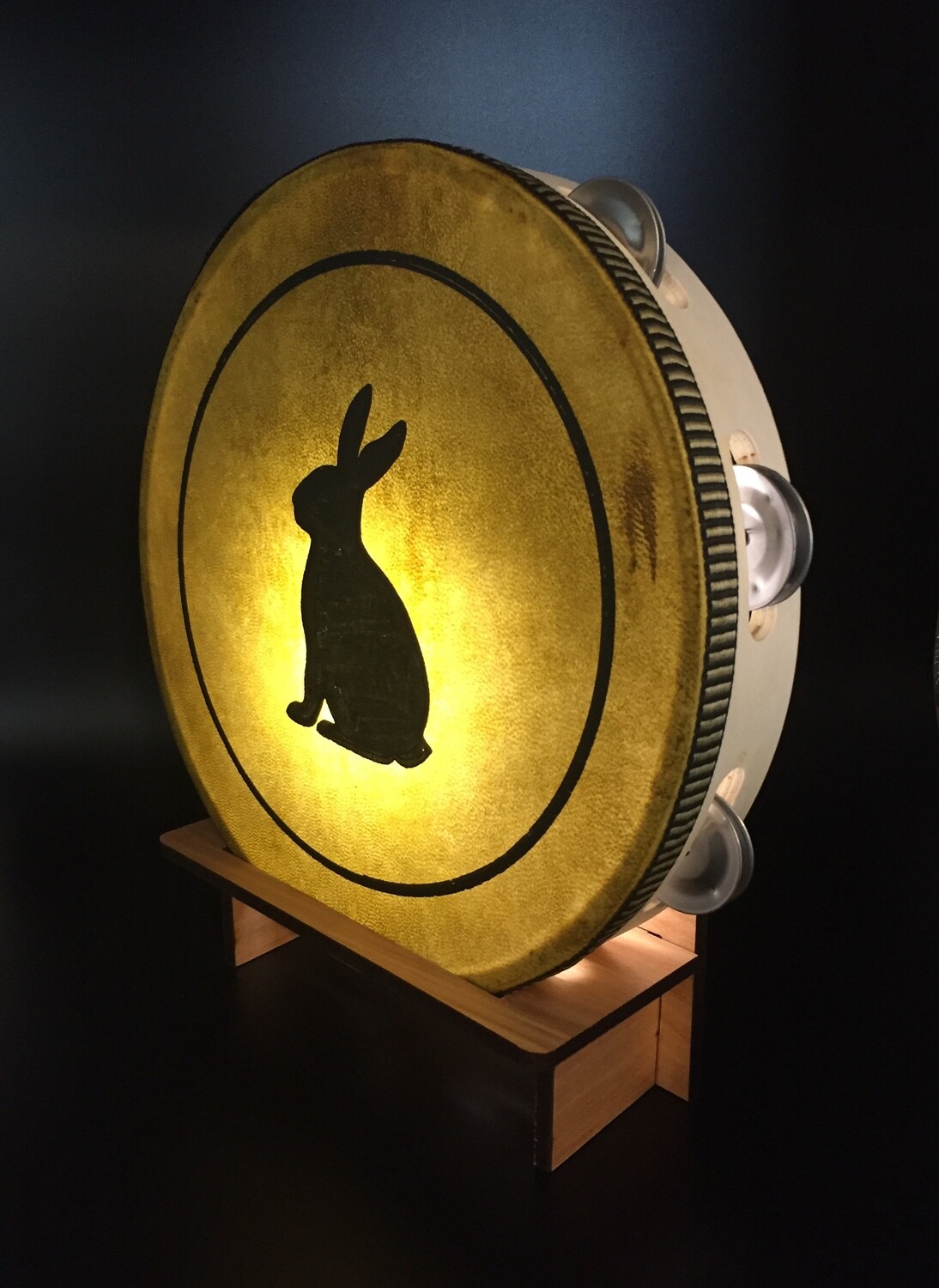 Bunny Rabbit Tambourine with optional illuminated Display Stand Display Stand