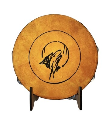 Wolf Spirit Tambourine with optional illuminated Display Stand Display Stand