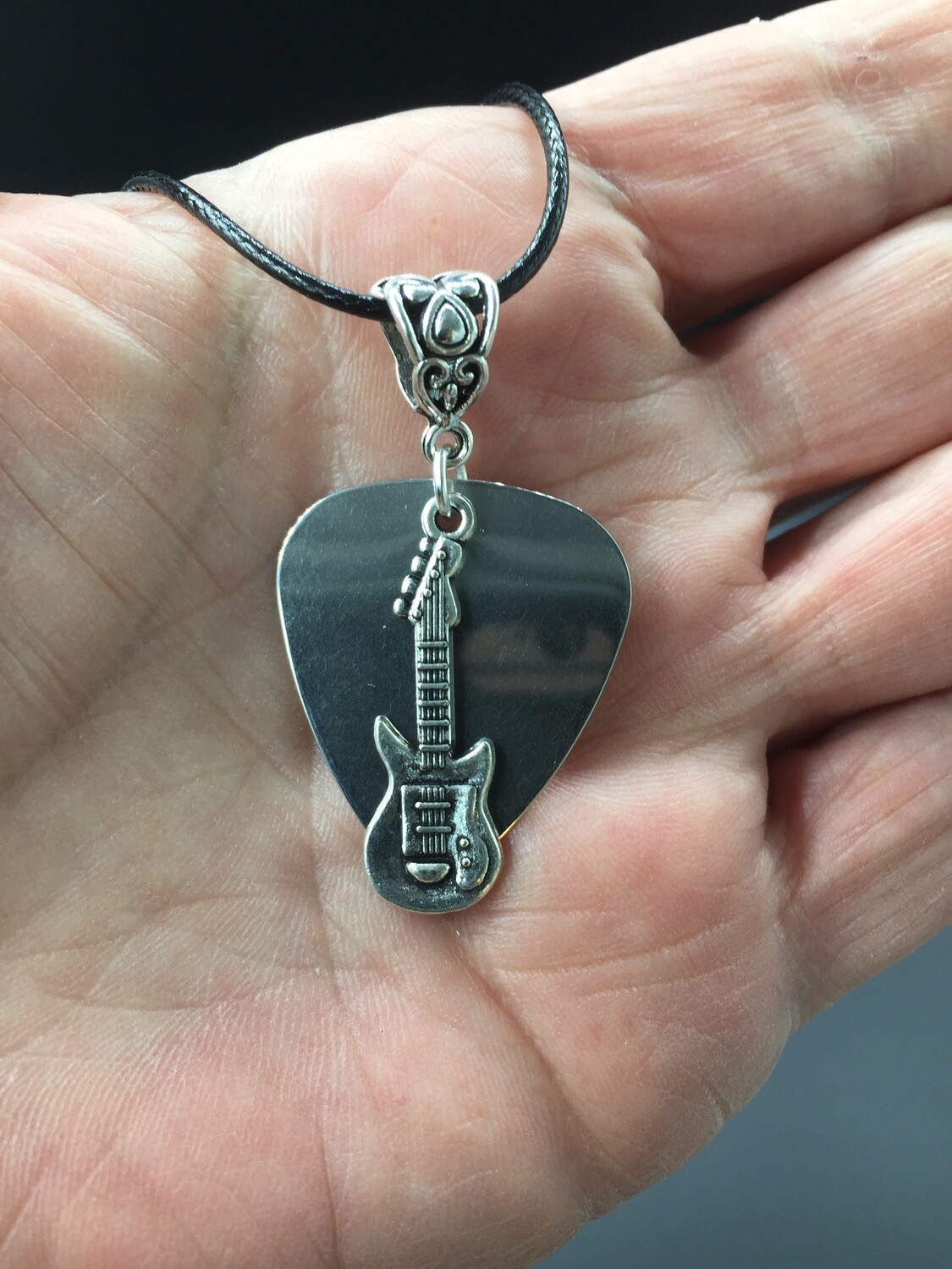 Stainless Steel Guitar Pick Necklace-Music Gift-Guitar Pendant - Clef Note Necklace-Music Jewelry-Gift for Musician