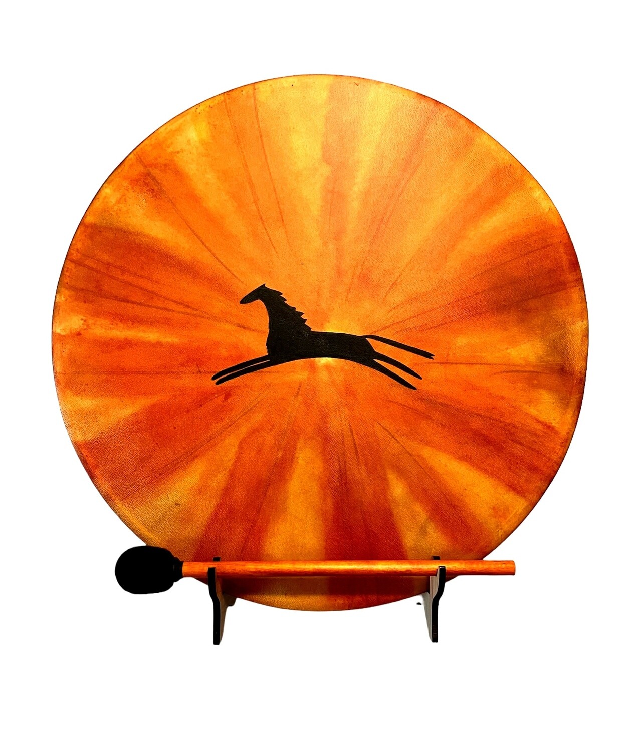Wild Horse Shamanic Frame Drum with optional illuminated Display Stand and Carry Bag