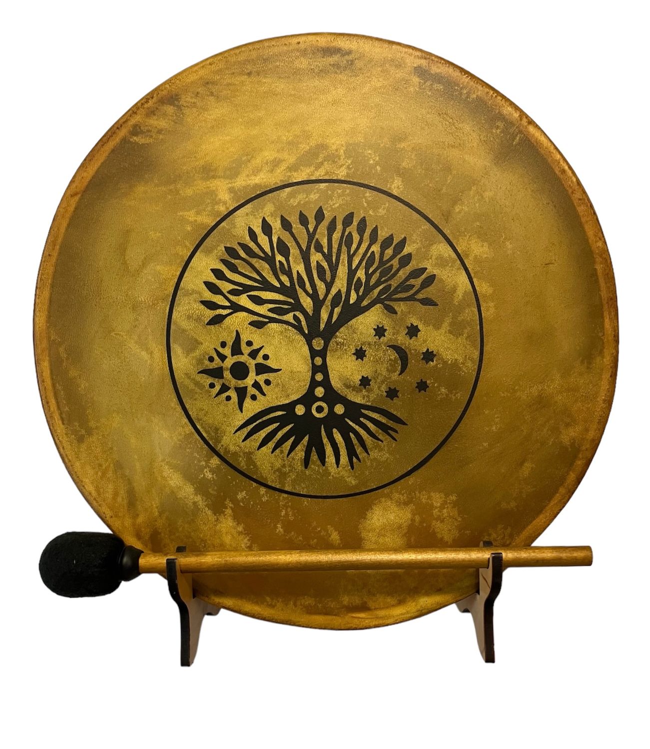 Tree of Life Shamanic Frame Drum with optional illuminated Display Stand and Carry Bag