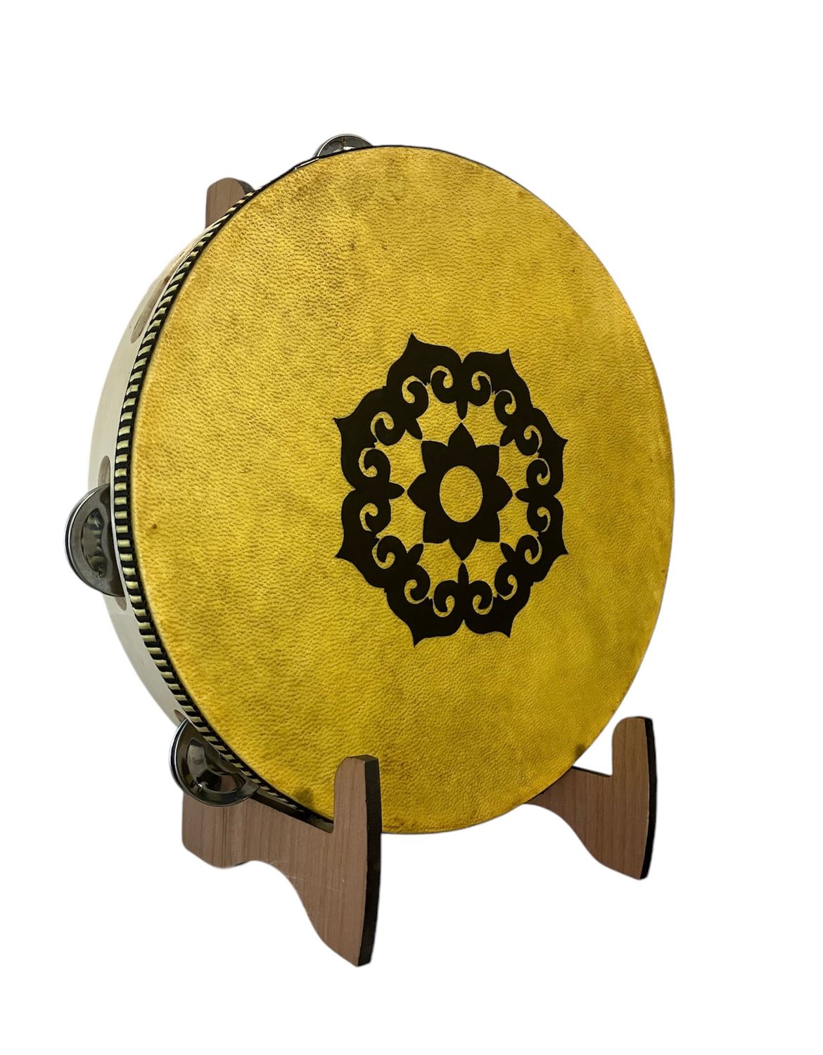 Lotus Mandala Tambourine with optional illuminated Display Stand Display Stand