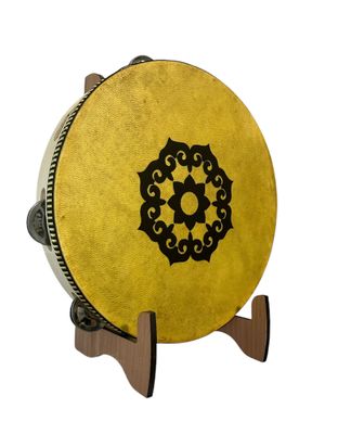 Lotus Mandala Tambourine with optional illuminated Display Stand Display Stand