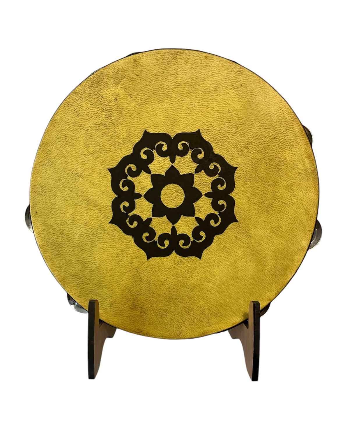 Lotus Mandala Tambourine with optional illuminated Display Stand Display Stand