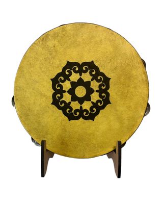 Lotus Mandala Tambourine with optional illuminated Display Stand Display Stand