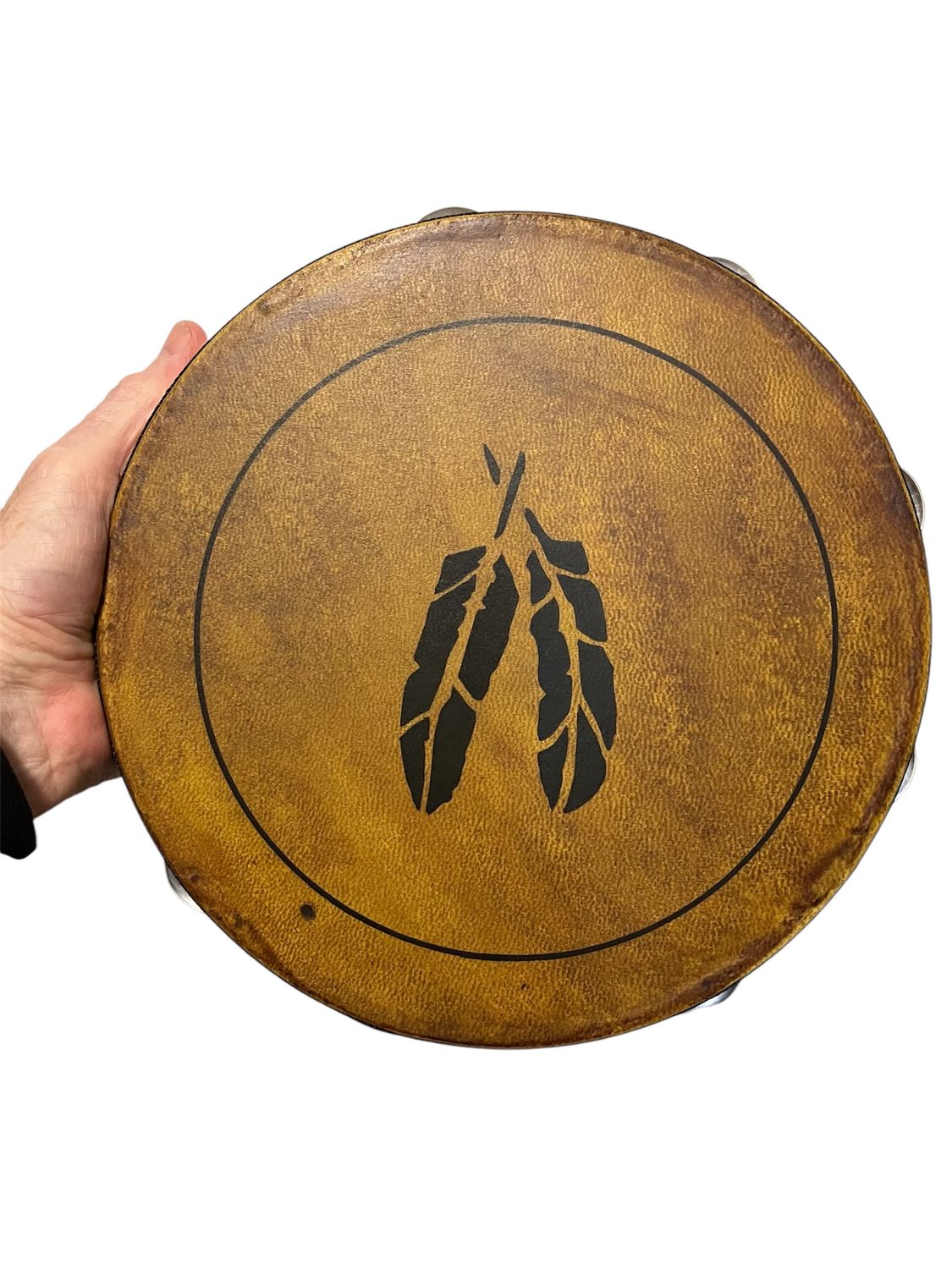 Two Feathers Tambourine with optional illuminated Display Stand Display Stand