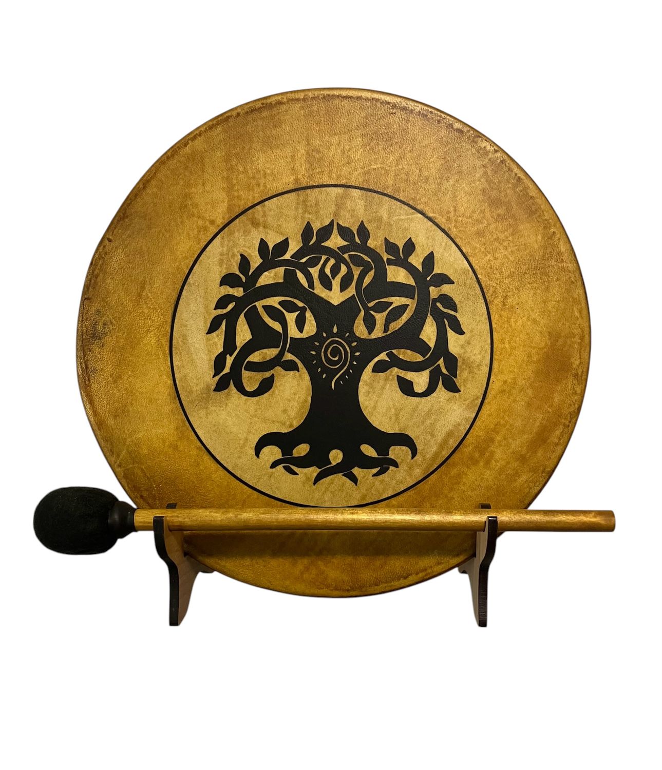 Celtic Tree of Life Shamanic Frame Drum with optional illuminated Display Stand and Carry Bag