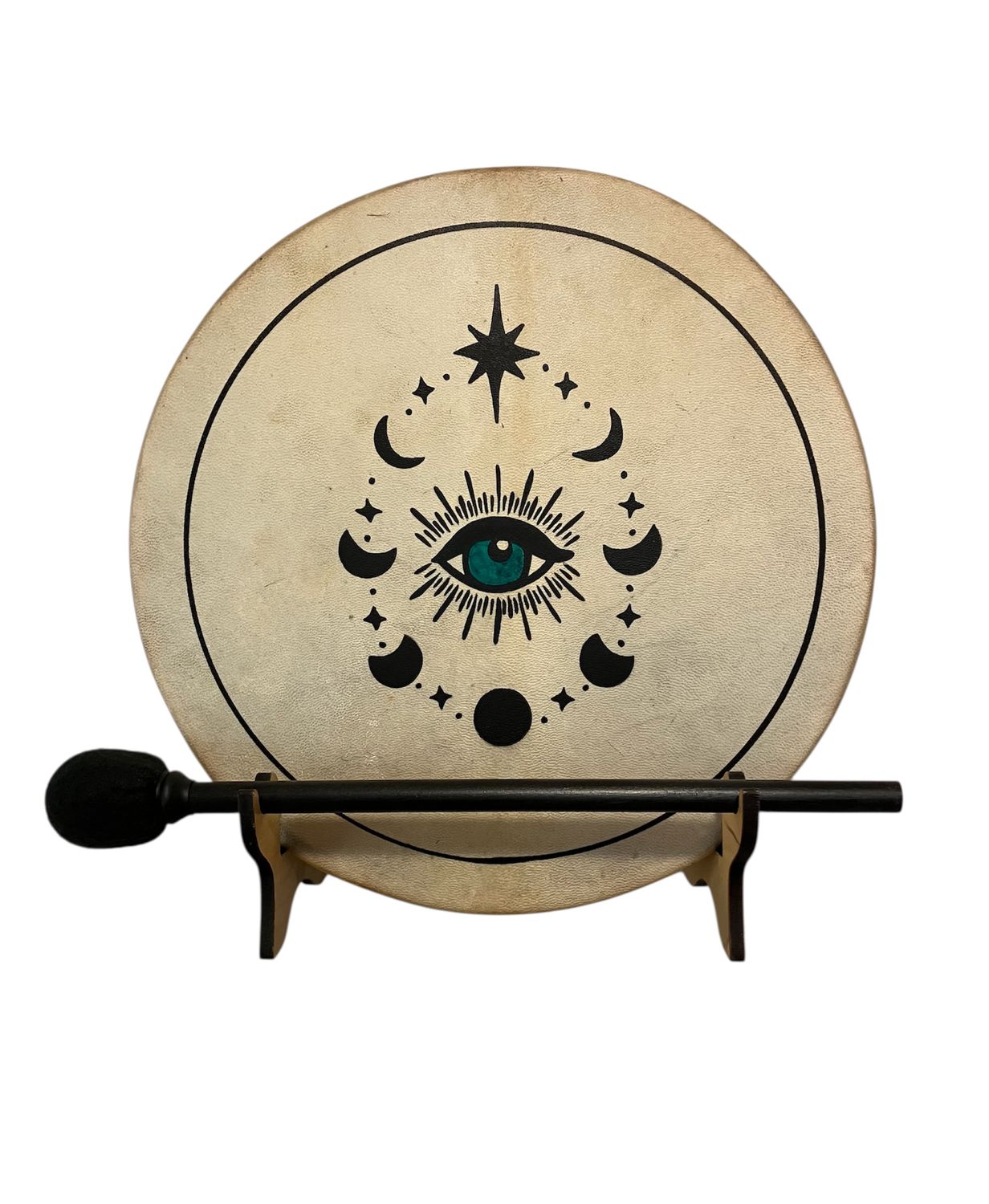 Mystic Eye Shamanic Frame Drum with optional illuminated Display Stand and Carry Bag