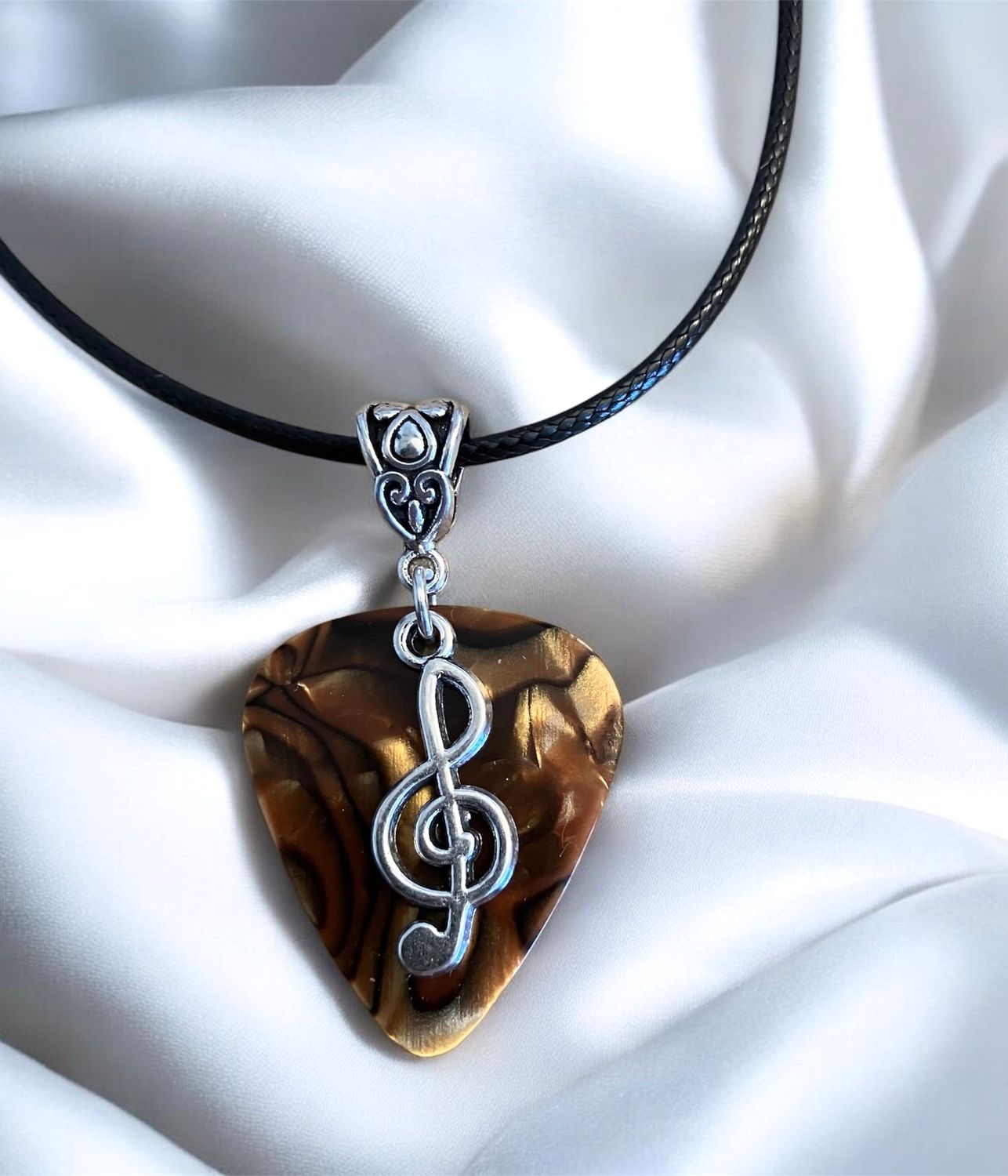 Necklace Guitar Pick  Music Note in 9 Color Choices