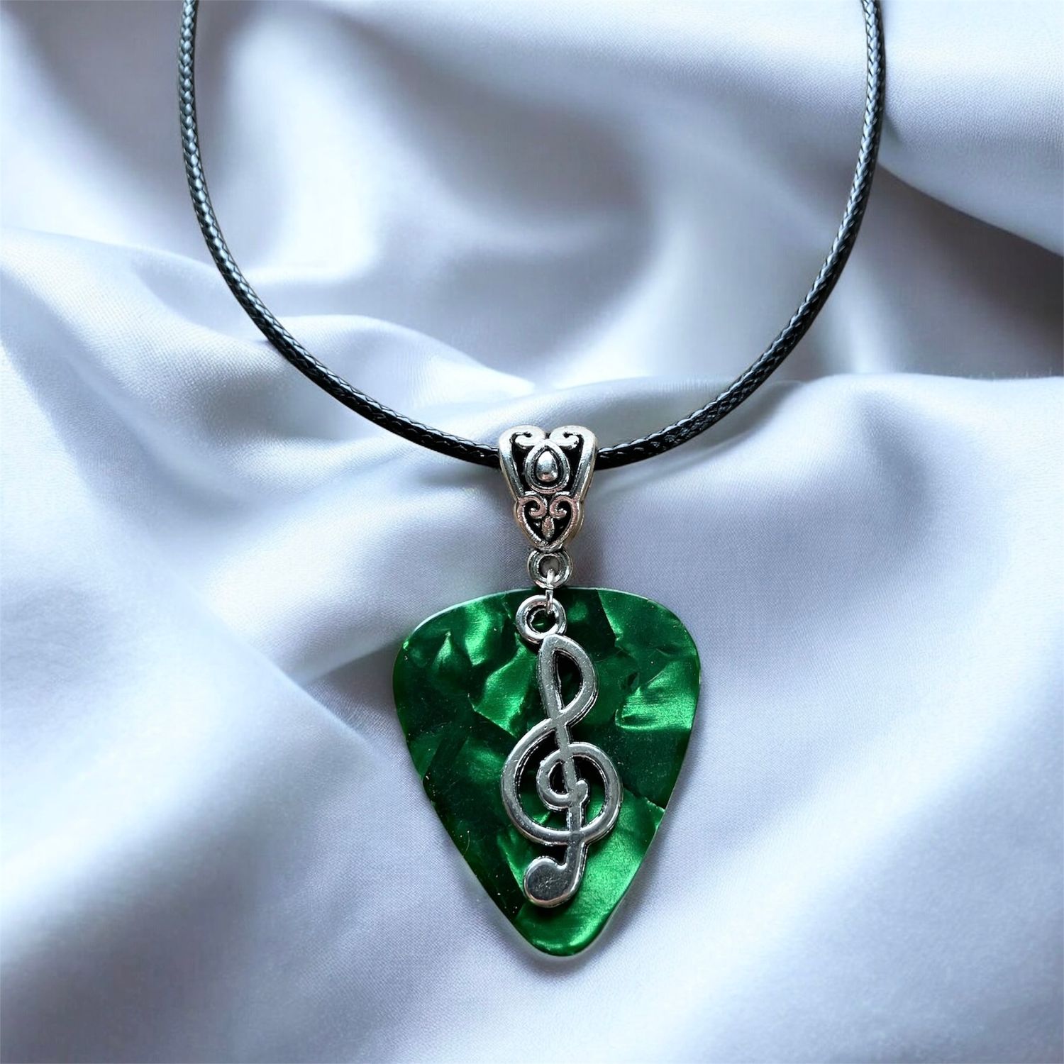 Necklace Guitar Pick  Music Note in 9 Color Choices