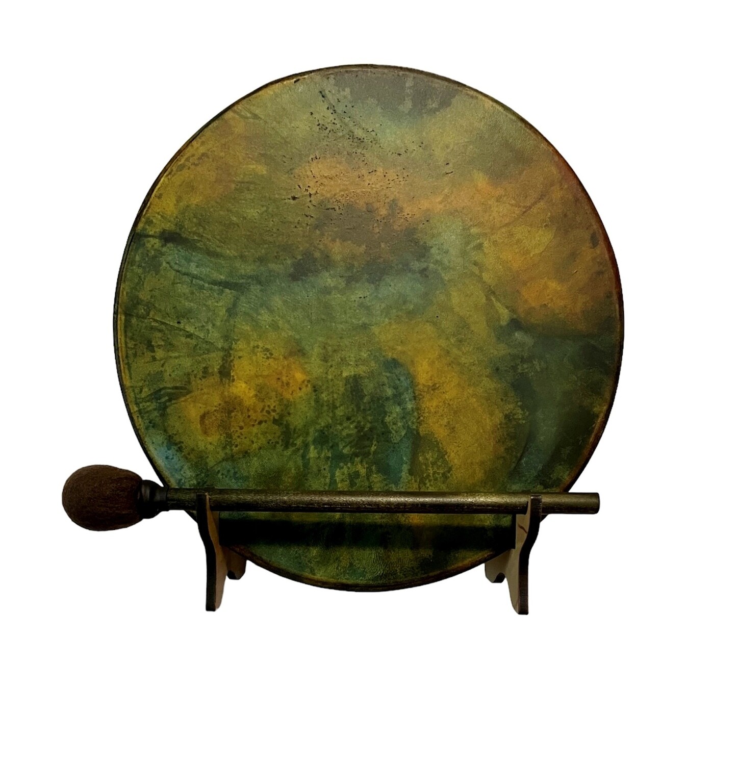 Green Earth Shamanic Frame Drum with optional illuminated Display Stand and Carry Bag