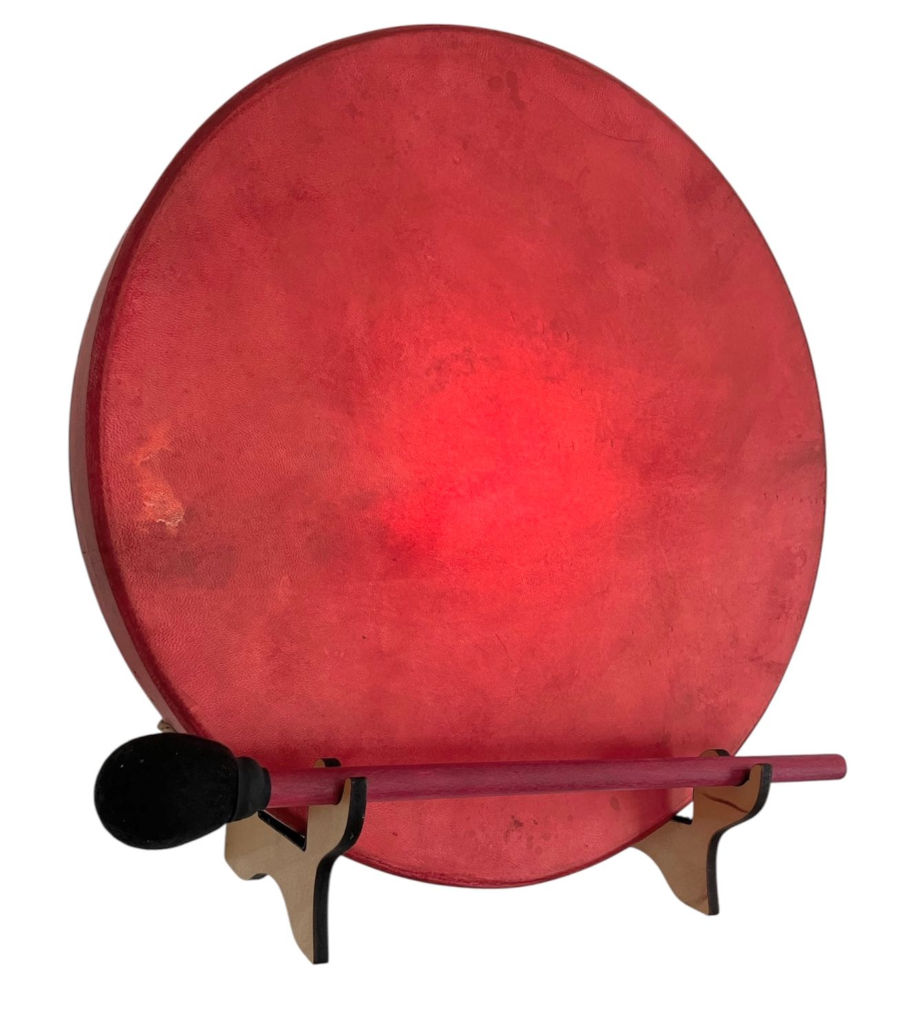 Fire Red Shamanic Frame Drum with optional illuminated Display Stand and Carry Bag