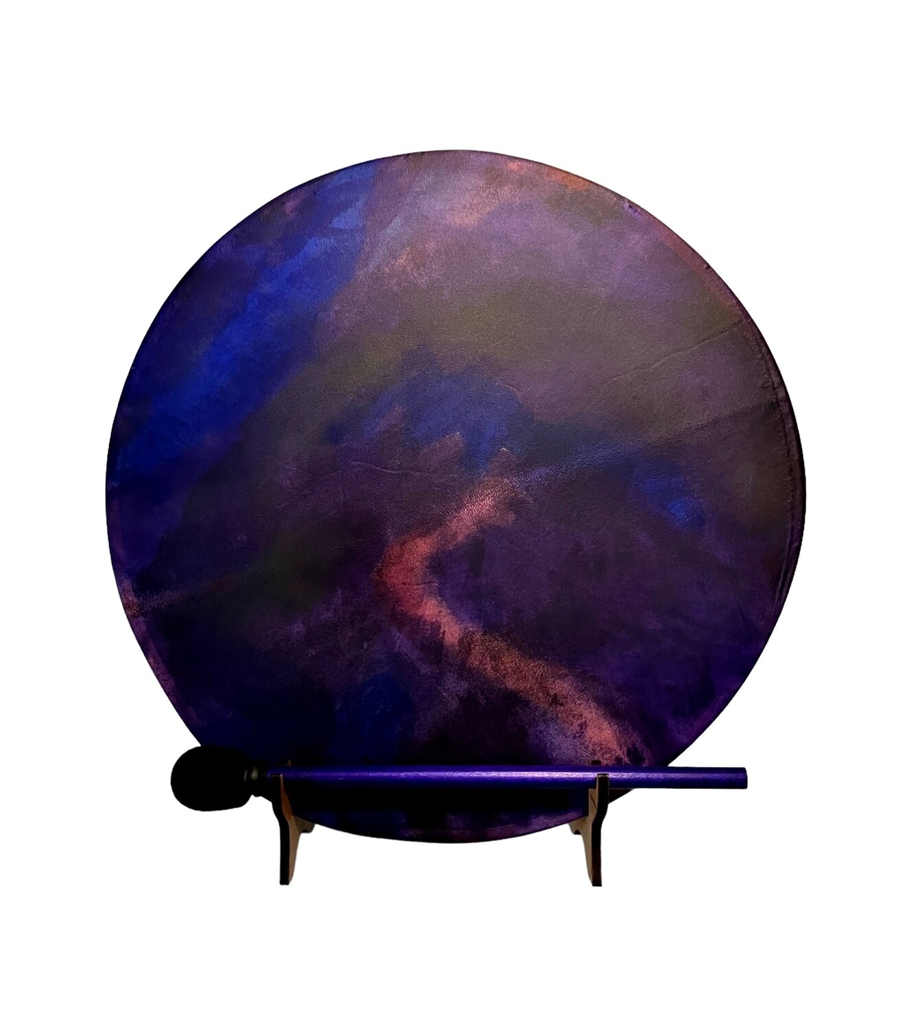 Purple Shamanic Frame Drum with optional illuminated Display Stand and Carry Bag
