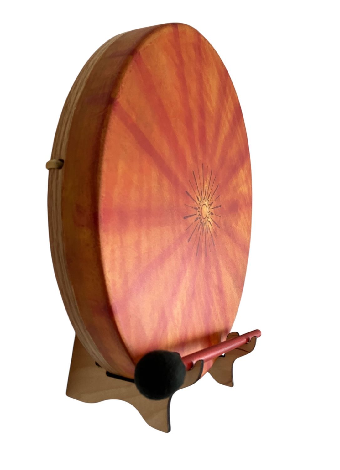 Sunburst Shamanic Frame Drum with optional illuminated Display Stand and Carry Bag