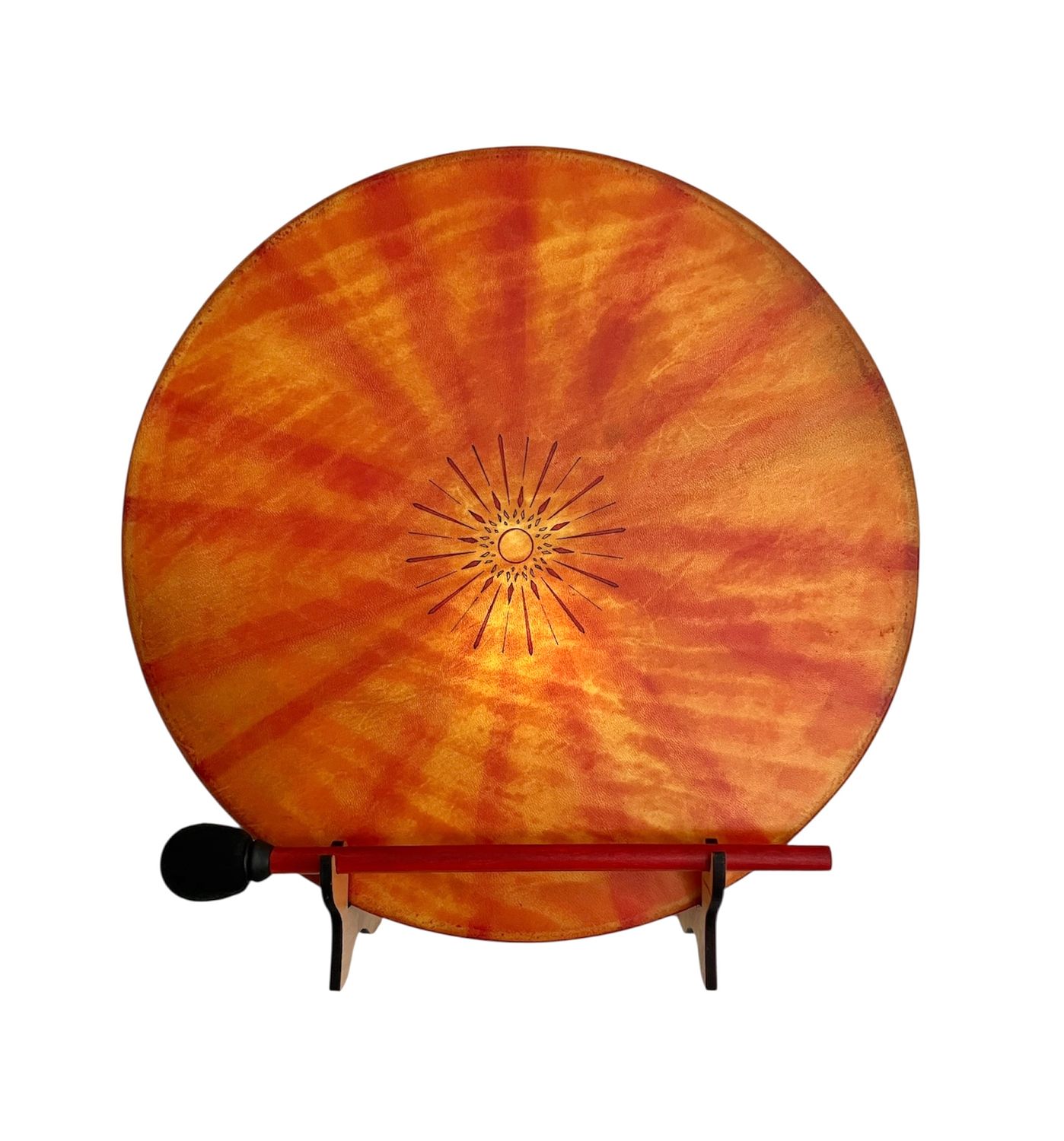 Sunburst Shamanic Frame Drum with optional illuminated Display Stand and Carry Bag