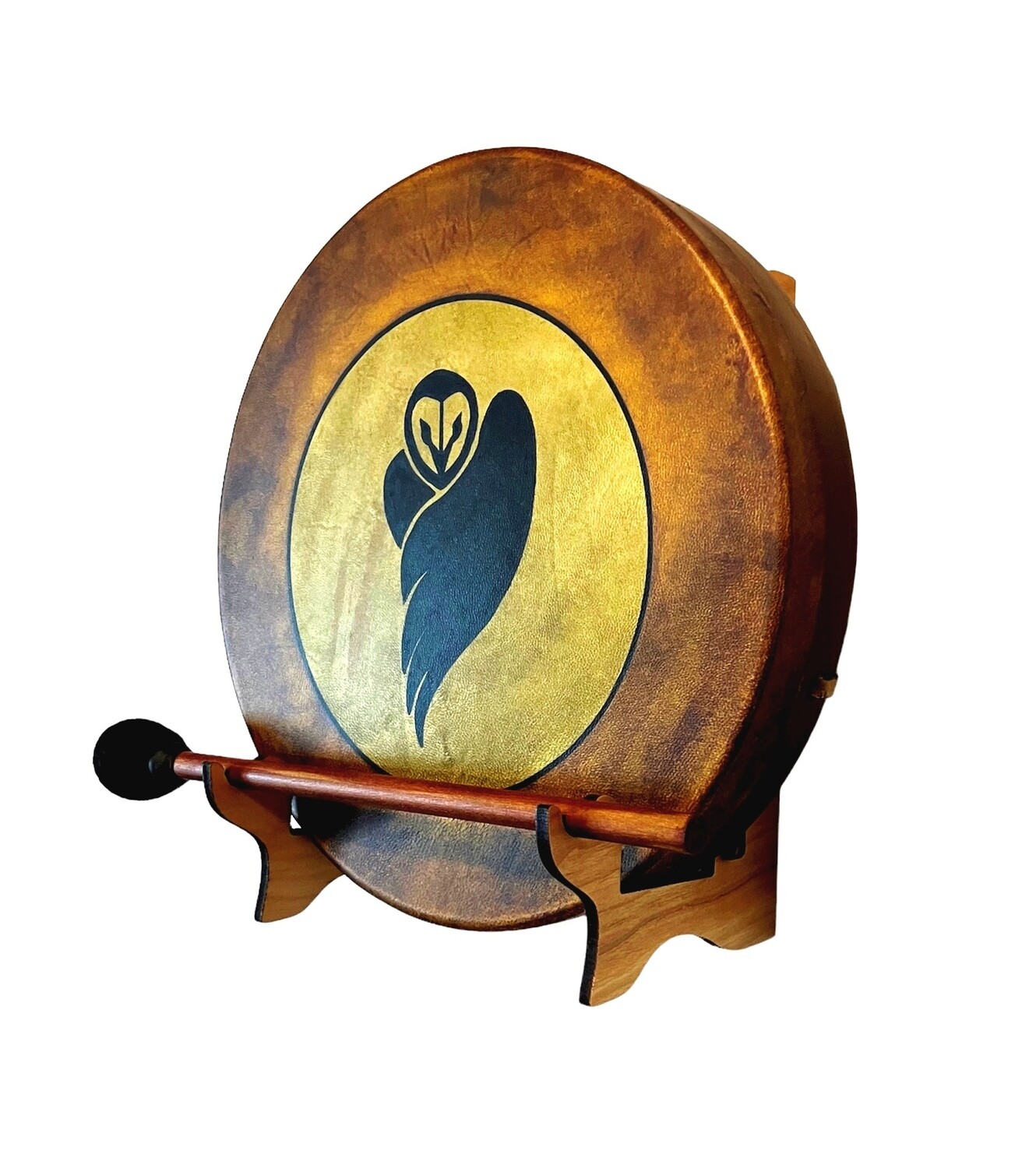 Owl Spirit Shamanic Frame Drum with optional Display Stand and Carry Bag