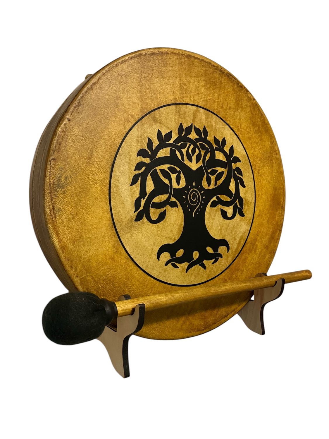 Celtic Tree of Life Shamanic Frame Drum with optional illuminated Display Stand and Carry Bag