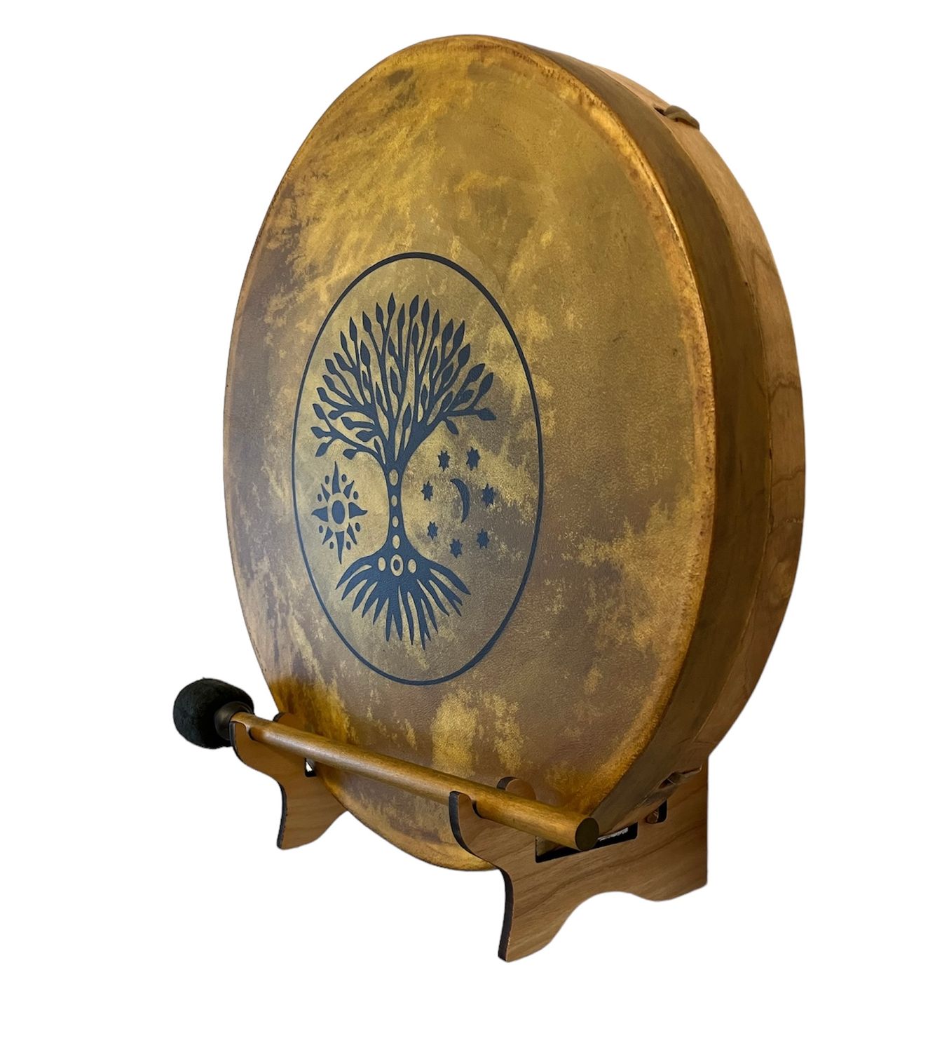Tree of Life Shamanic Frame Drum with optional illuminated Display Stand and Carry Bag