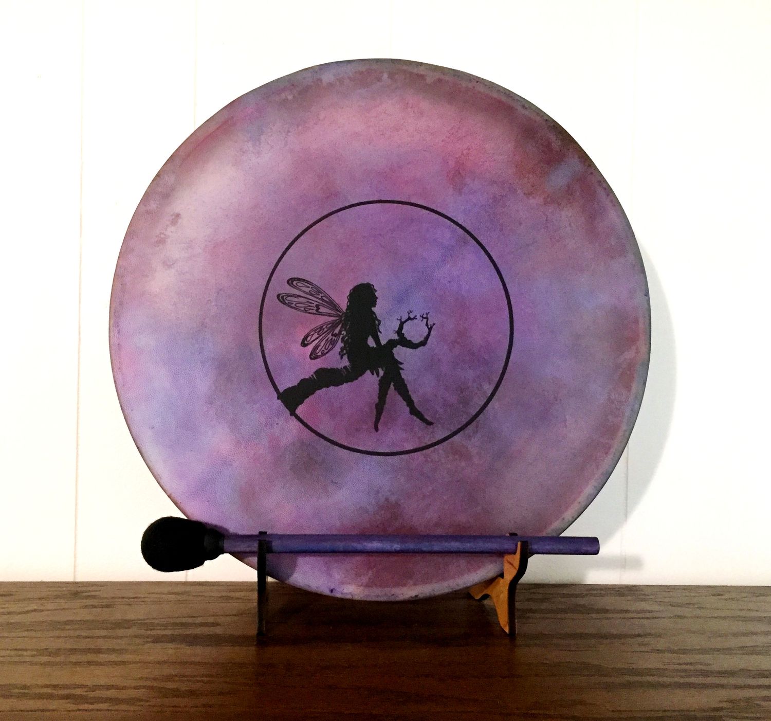 Fairy Spirit Shaman Frame Drum w/optional illuminated Display Stand and Carry Bag