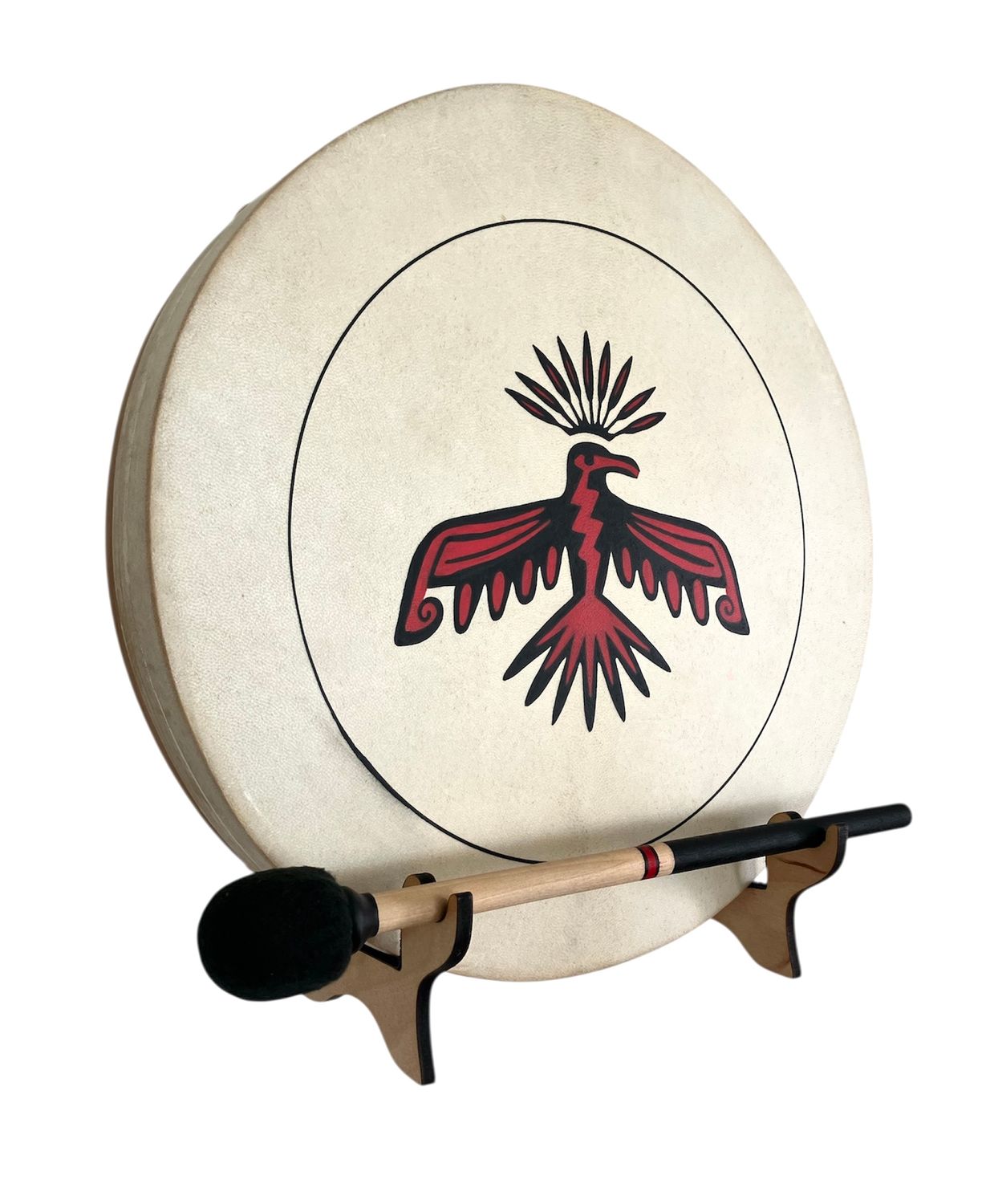 Thunderbird Shamanic Frame Drum with optional illuminated Display Stand and Carry Bag
