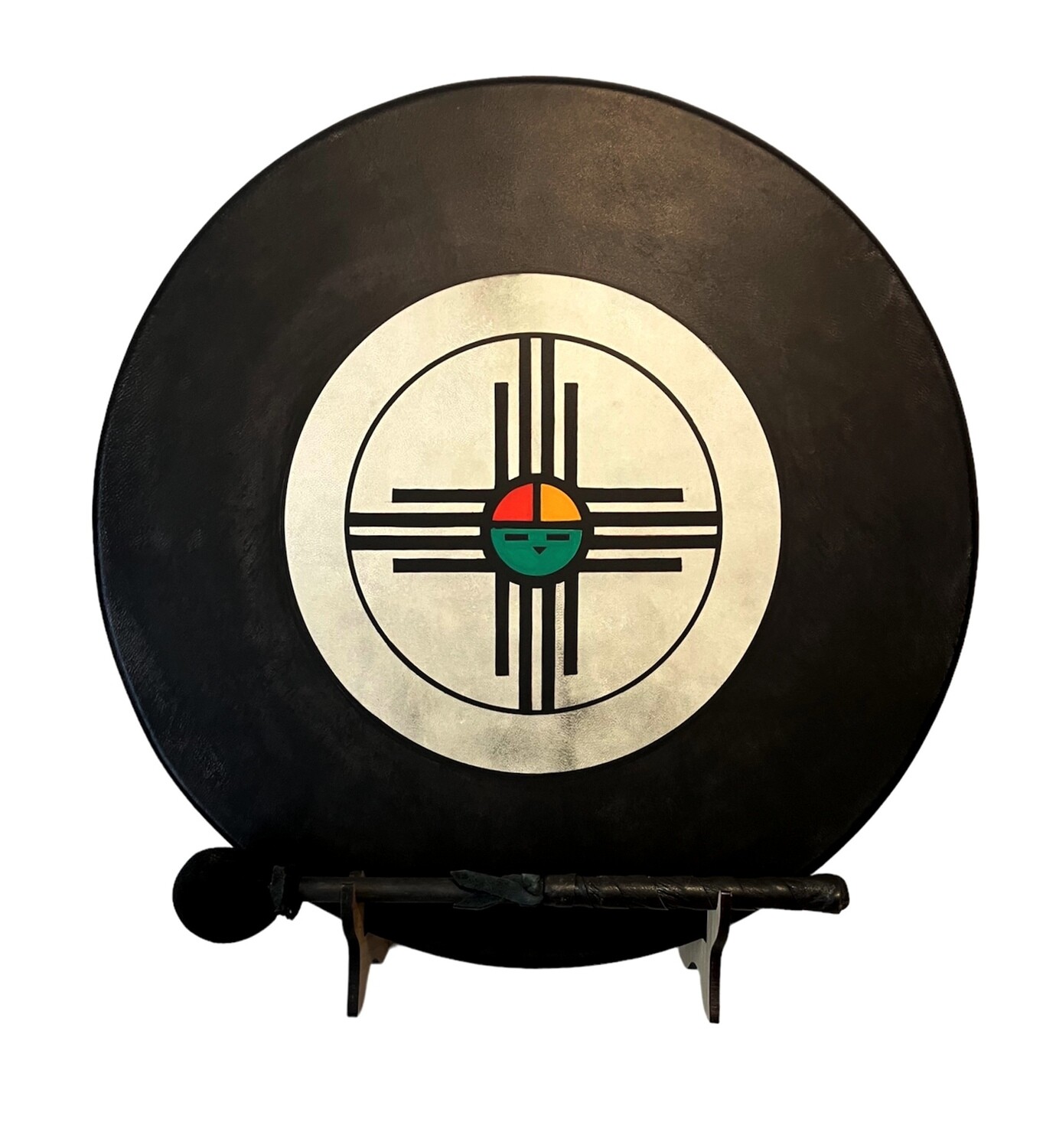 Native American Sun 18" Shamanic Frame Drum with optional illuminated Display Stand and Carry Bag