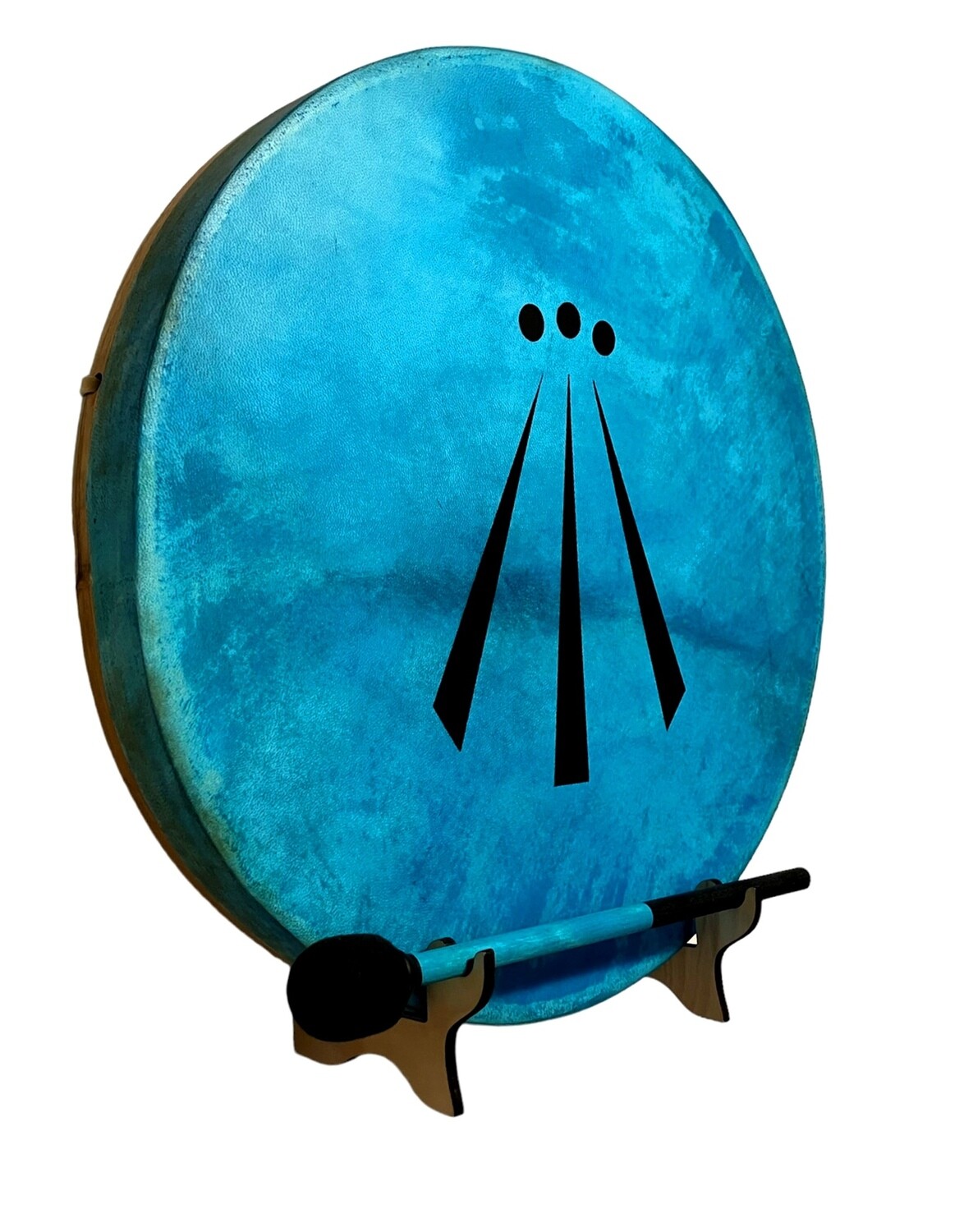 Viking Shamanic Frame Drum with optional illuminated Display Stand and Carry Bag