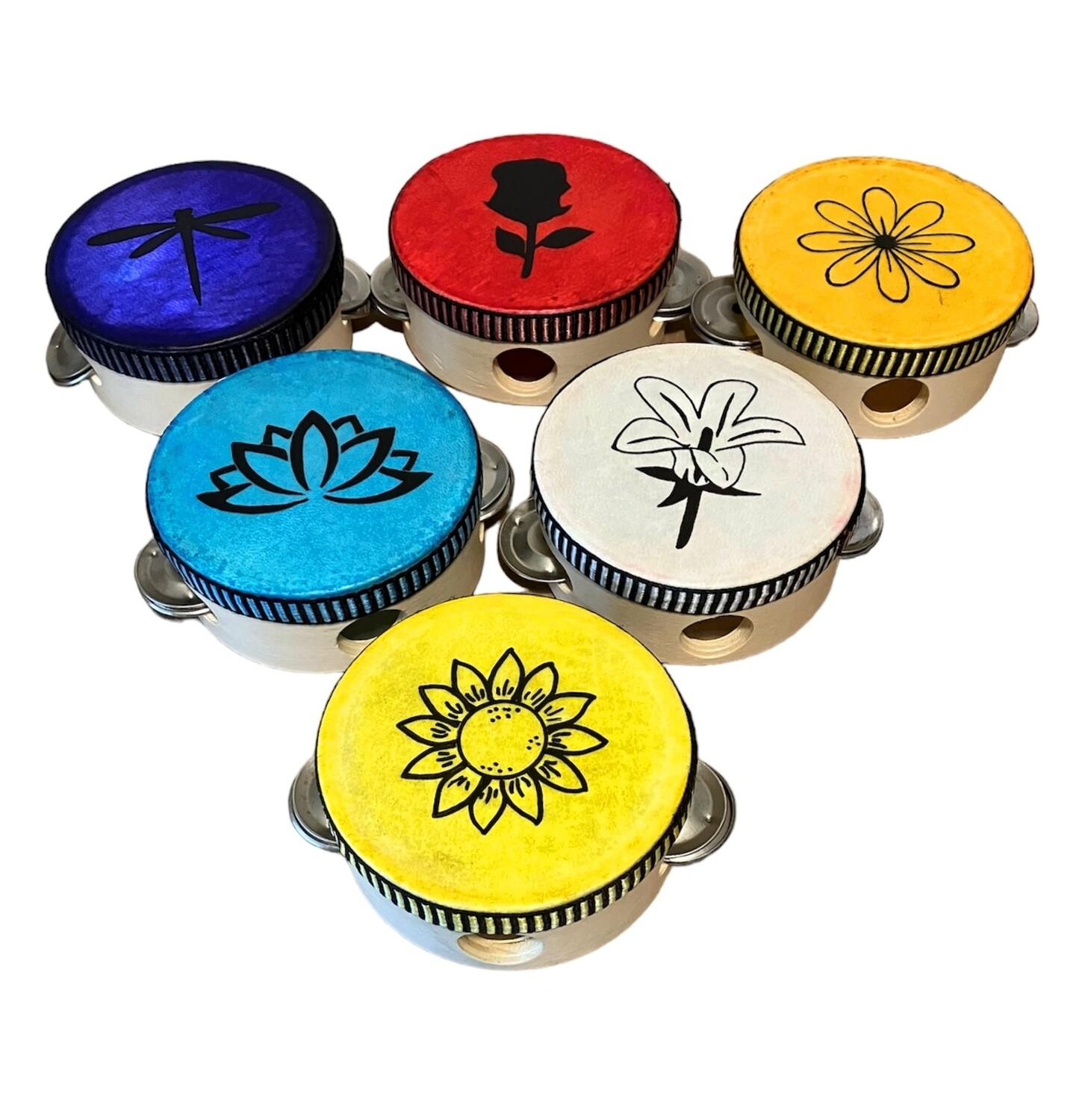 4" Mini Tambourine with seven pattern color choices